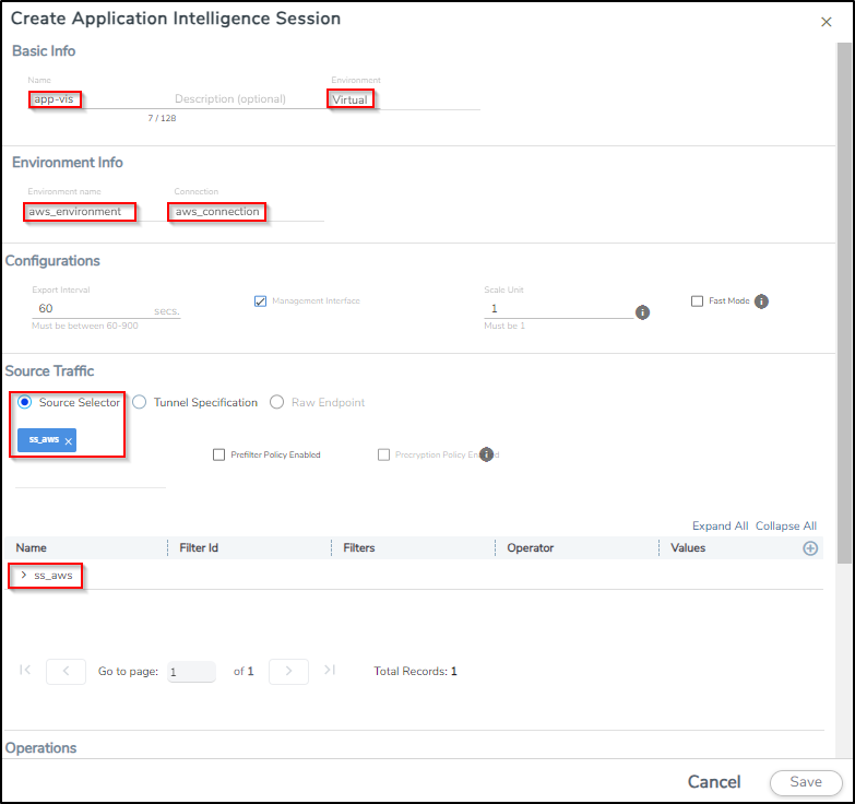 AWS VPC mirroring with Application Filter Intelligence and Slicing (6.3)