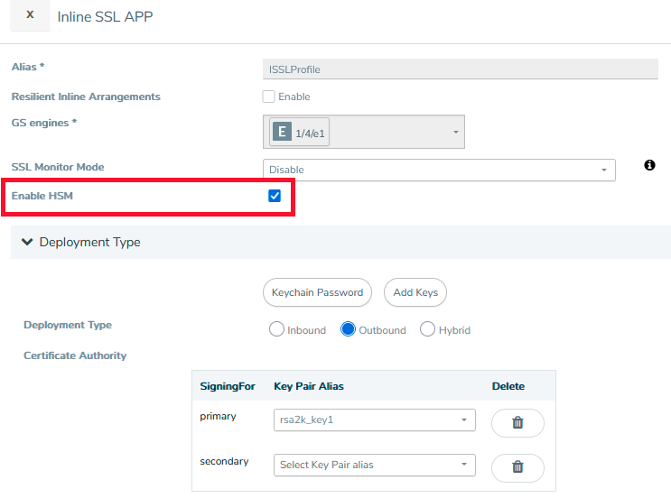Configuring Inline SSL with HSM for key management (6.2)